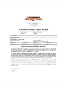 Printable General Contractor Warranty Letter Template Pdf Example