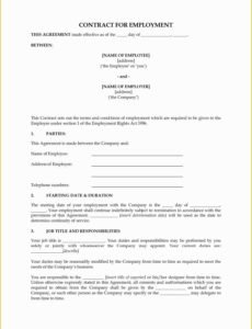 Printable General Employment Contract Template Pdf