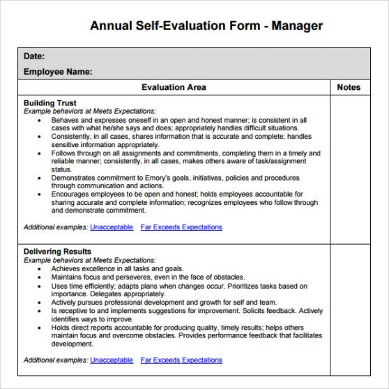 Printable General Manager Performance Review Template Doc Example