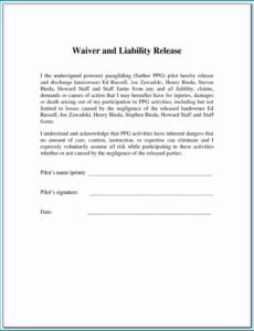Printable General Release Of Liability Template Word Example