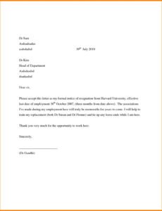 Printable General Resignation Letter Template Pdf Sample