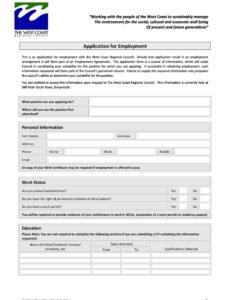 Professional General Job Application Template Excel Example
