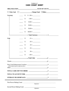 Daily Cash Drawer Balance Sheet Template Word Sample