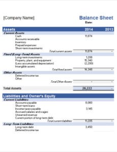 Editable Condo Association Balance Sheet Template Excel