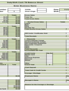 Free Cash Register Balance Sheet Template Doc Sample