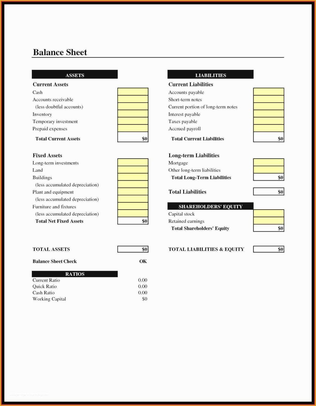 Professional Condo Association Balance Sheet Template Excel Example