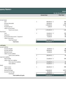 Editable Interim Business Balance Sheet Template Excel