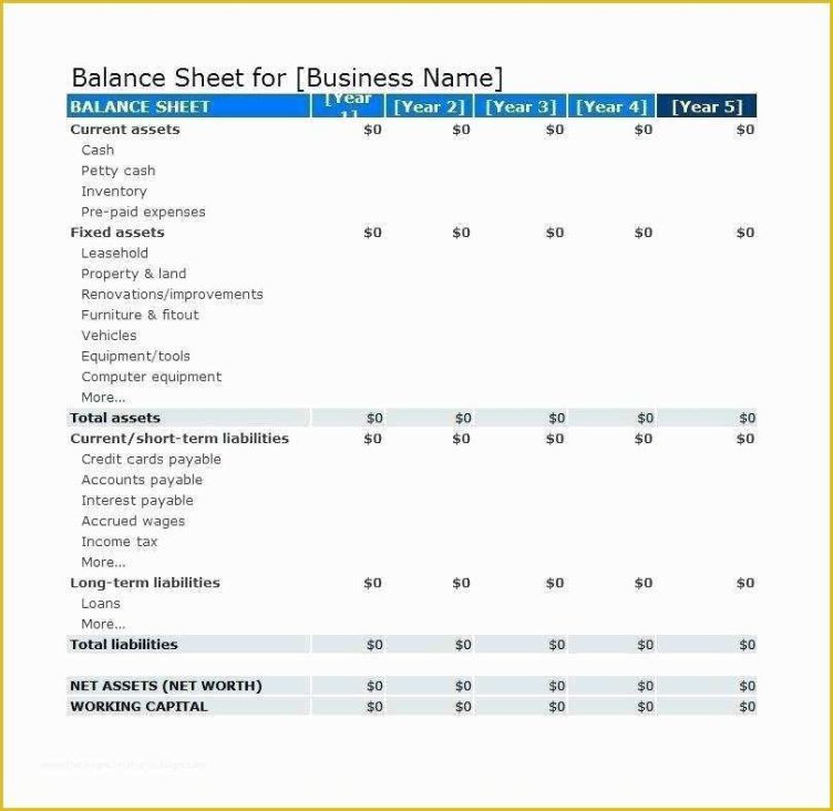 Editable New Business Balance Sheet Template Doc