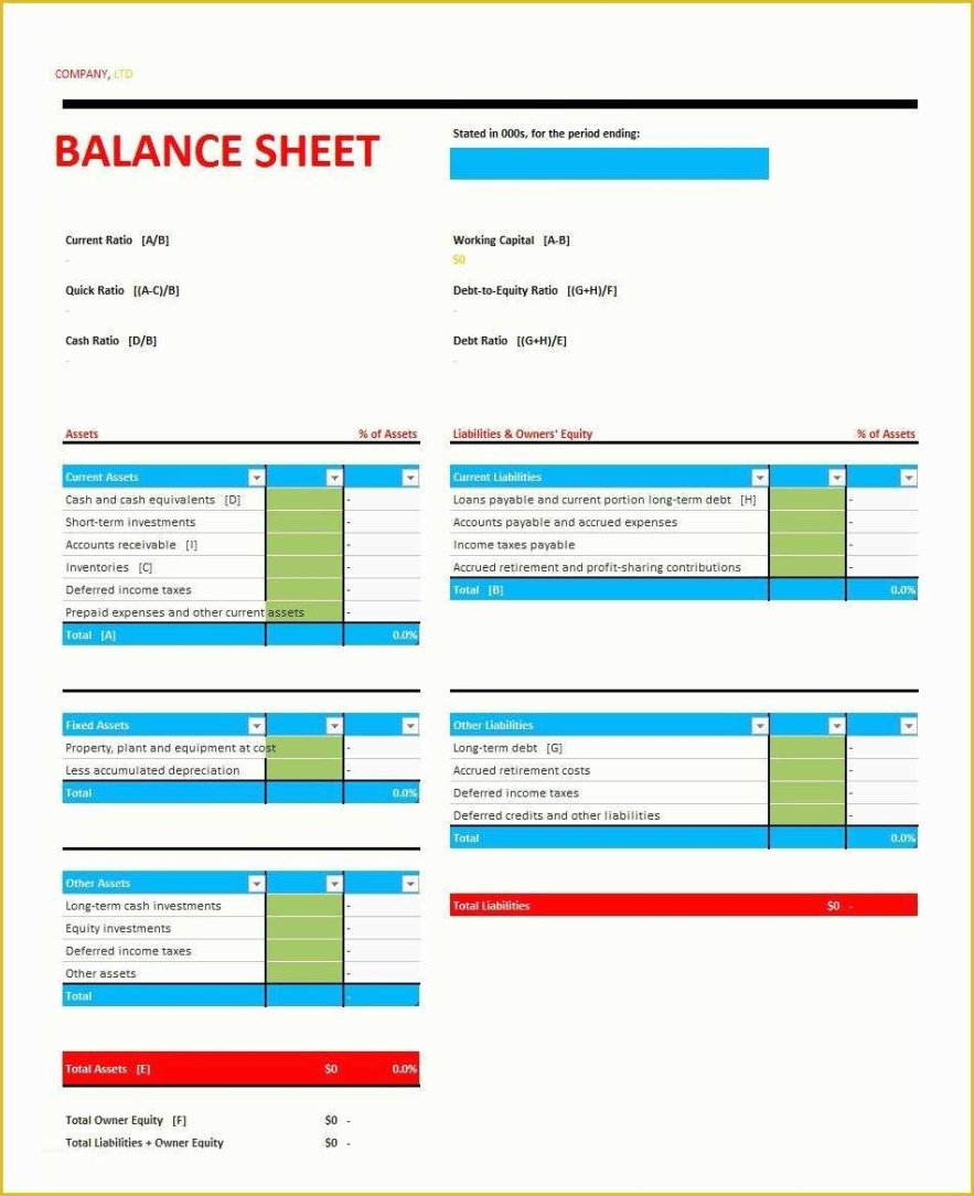 Free Marital Balance Sheet Template