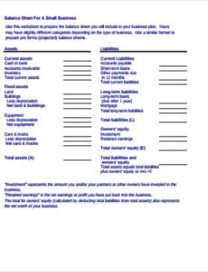 Free New Business Balance Sheet Template Doc Sample