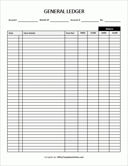 Ledger Balance Sheet Template Pdf Sample
