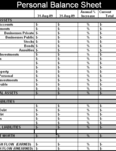 Net Worth Balance Sheet Template