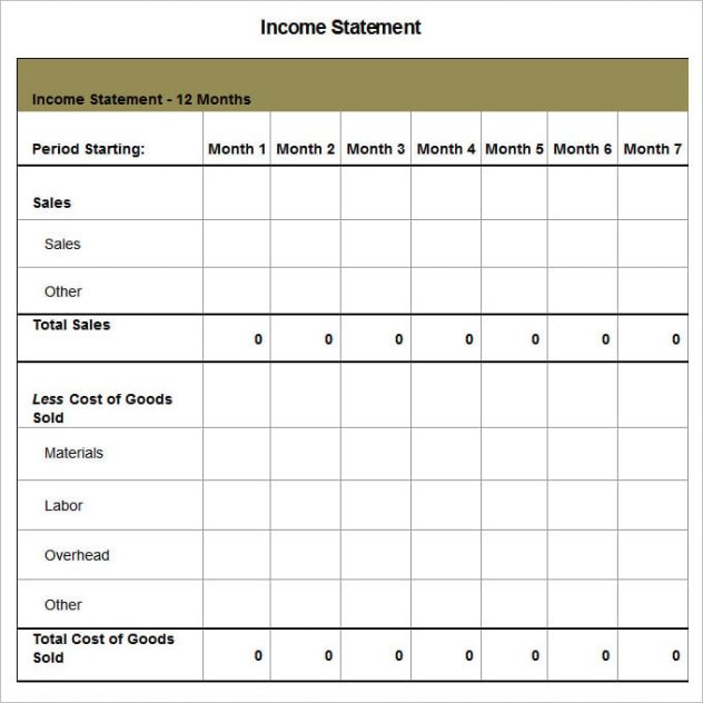 Printable Income Statement Balance Sheet Template Word Sample