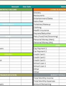 Professional Expense Balance Sheet Template Excel