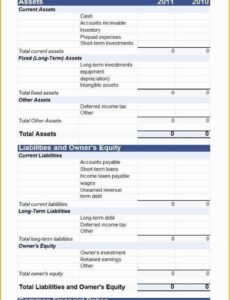 Professional Household Balance Sheet Template Doc
