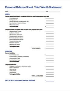 Professional Investment Property Balance Sheet Template Word Sample