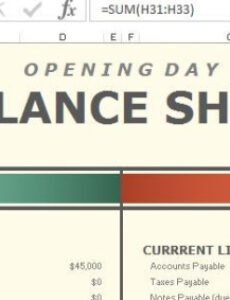 Professional Opening Day Balance Sheet Template Pdf