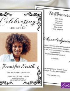 Best Black And White Funeral Program Template Excel Sample