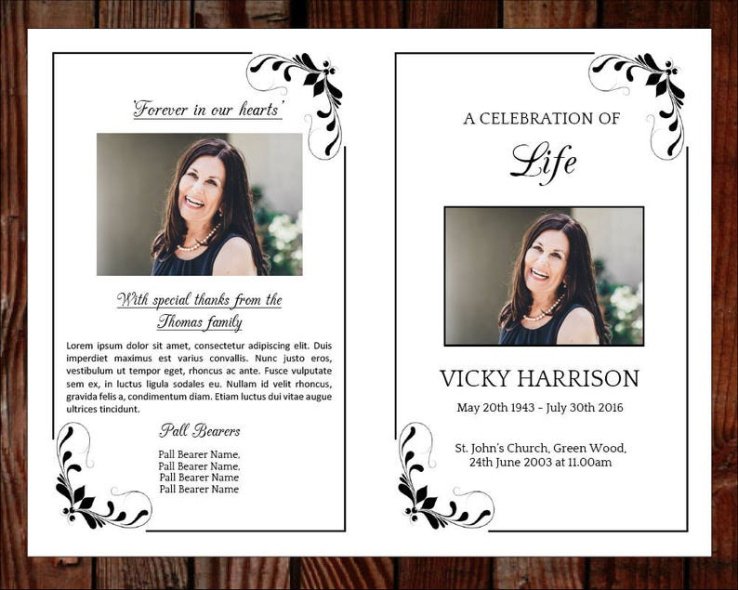 Best Black And White Funeral Program Template Pdf Example