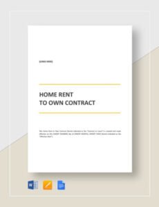 Best Rent To Own Home Contract Template  Example