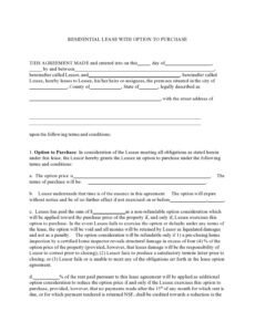 Best Rent To Own Home Contract Template Word