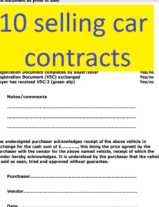 Best Second Hand Car Sale Contract Template