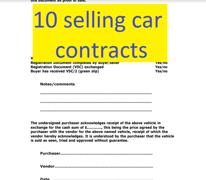Best Second Hand Car Sale Contract Template