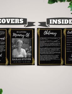 Black And Gold Funeral Program Template Word