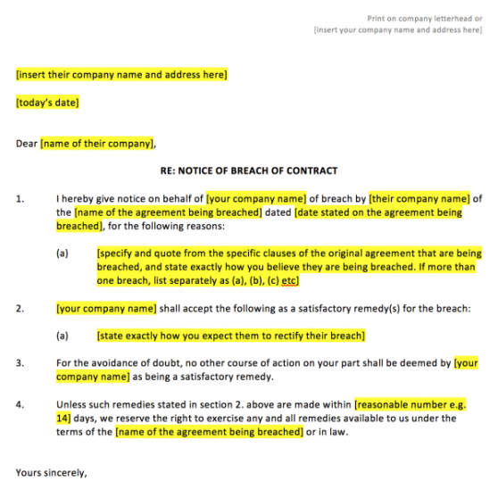 Costum Breach Of Contract Settlement Agreement Template Pdf Example