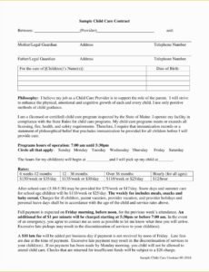 Costum In Home Child Care Contract Template Doc