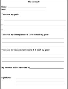 Editable Behavior Contract For Elementary Students Template  Example