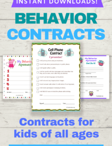 Editable Behavior Contract For Elementary Students Template Word Sample