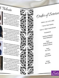 Editable Black And White Funeral Program Template Doc Sample