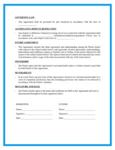 Editable Borrowing Money From Family Contract Template Doc Sample