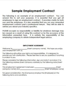 Editable Contract For Work To Be Performed Template