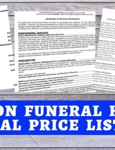 Editable Funeral Home General Price List Template