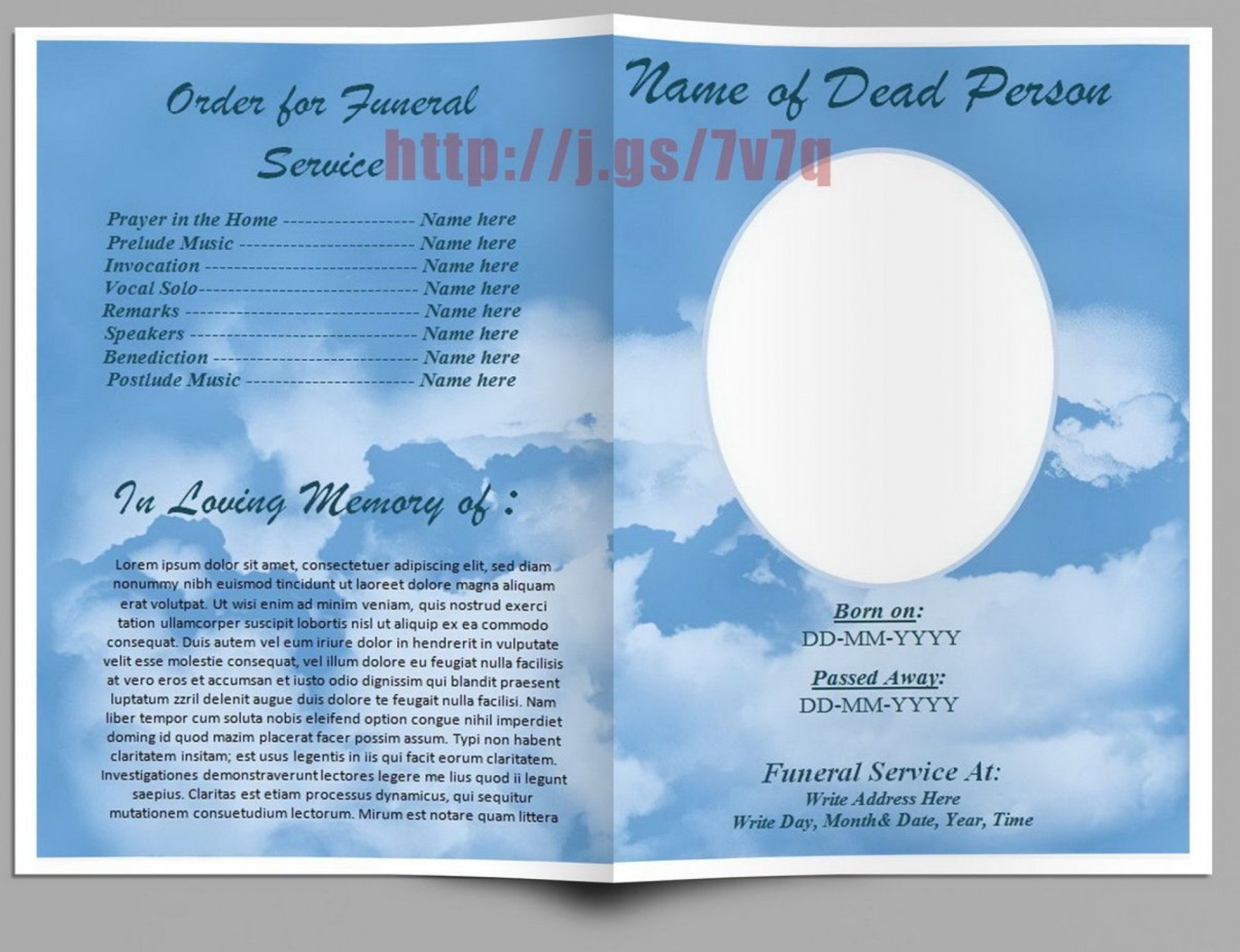 Editable Spanish Funeral Program Template Pdf