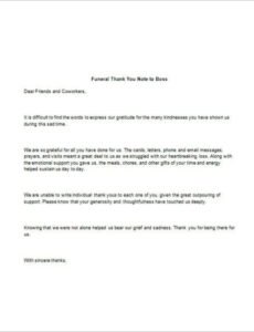 Editable Thank You Notes After Funeral Template Word Example