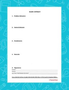 Free Behavior Contract For Elementary Students Template Pdf