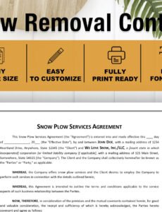 Free Per Push Snow Removal Contract Template Pdf