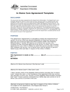 In Home Child Care Contract Template  Sample
