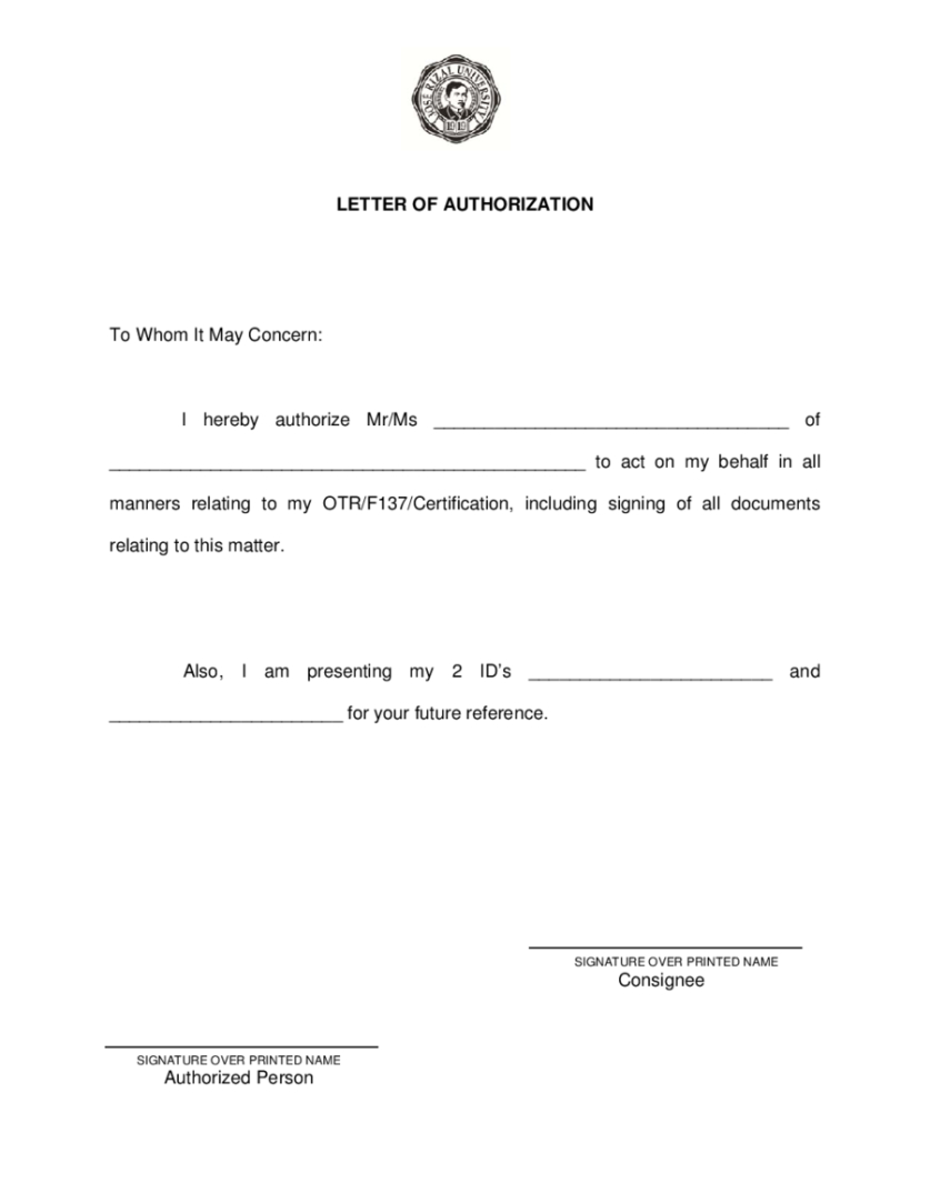 Printable Authority To Sign Contract On Behalf Of Company Template Word Example