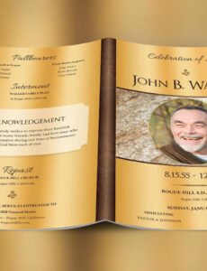 Printable Black And Gold Funeral Program Template Pdf Example