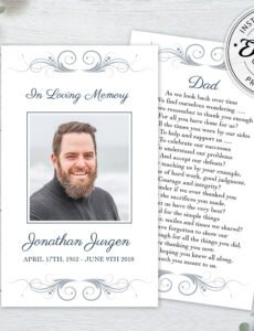 Printable Funeral Remembrance Cards Template Excel