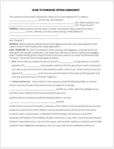 Printable Rent To Own Home Contract Template Doc Sample