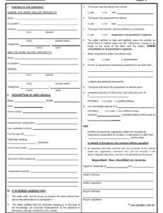 Printable Second Hand Car Sale Contract Template Pdf Sample