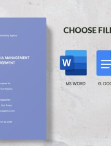 Printable Social Media Management Contract Template Excel