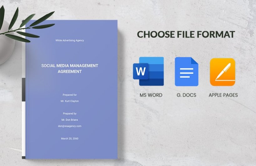 Printable Social Media Management Contract Template Excel