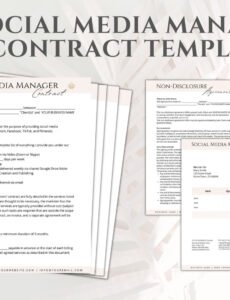 Printable Social Media Management Contract Template Word Example