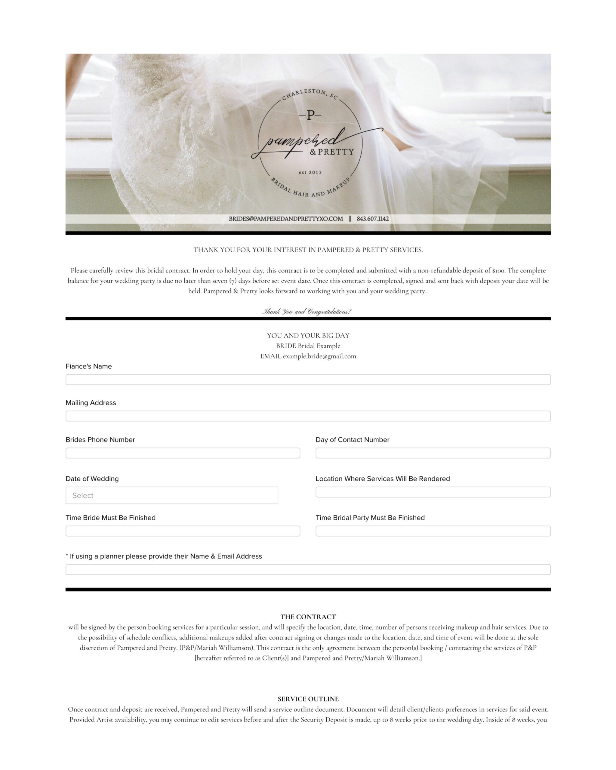 Professional Bridal Hair And Makeup Contract Template Excel
